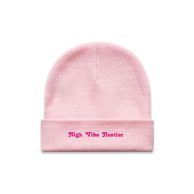 High Vibe Hustler Pink Embroidery Beanie Thumbnail